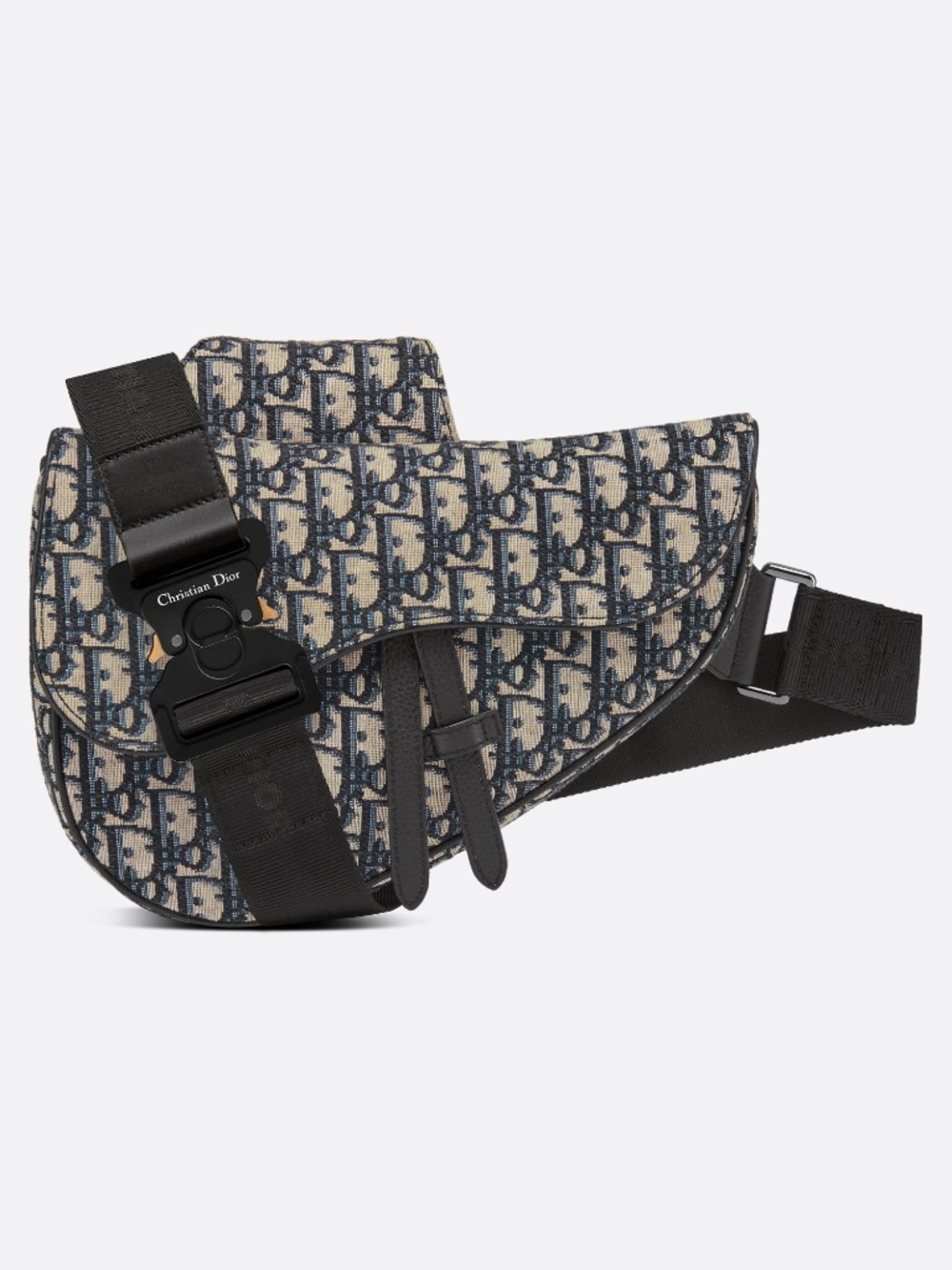 DIOR Saddle Bag Beige And Black Dior Oblique Jacquard